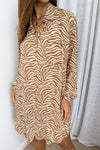 Neutral Leopard Print Oversized Shirt Dress