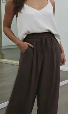 Mauve Drawstring Wide Leg Pants